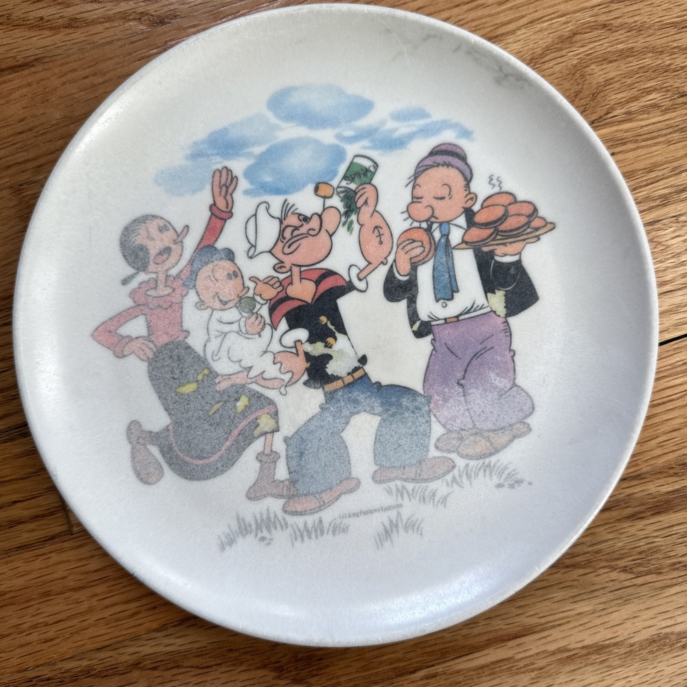 Popeye Plastic Kids Plate Sweet Pea Olive Oyl Wimpy Melmac Dinnerware 8208-2